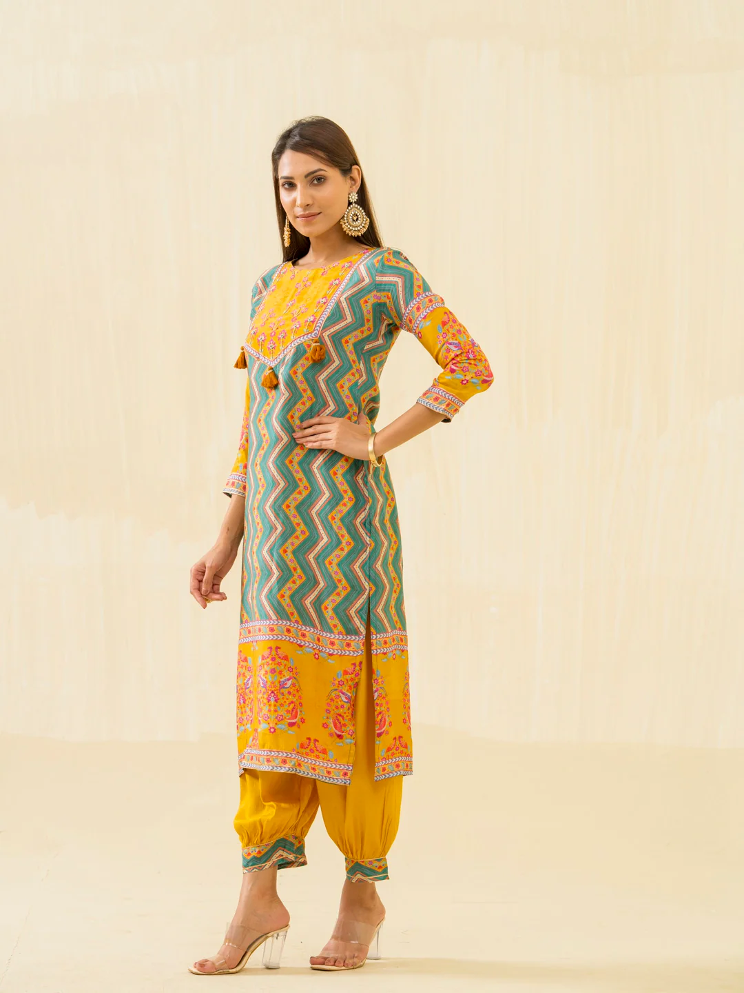 RUPAL canary MUSLIN DIGITAL Print KURTA PANT SET - Image 11