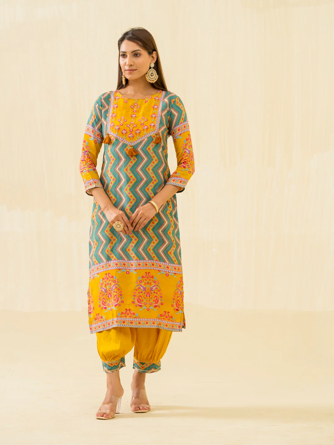 RUPAL canary MUSLIN DIGITAL Print KURTA PANT SET - Image 3
