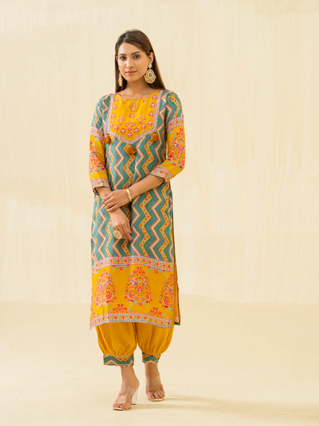 RUPAL canary MUSLIN DIGITAL Print KURTA PANT SET - Image 4