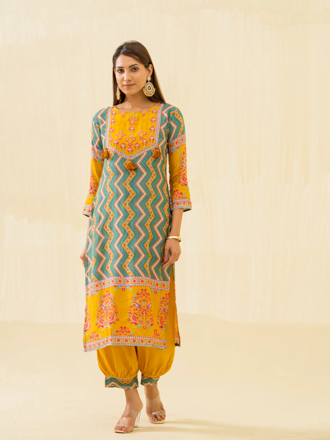 RUPAL canary MUSLIN DIGITAL Print KURTA PANT SET - Image 5