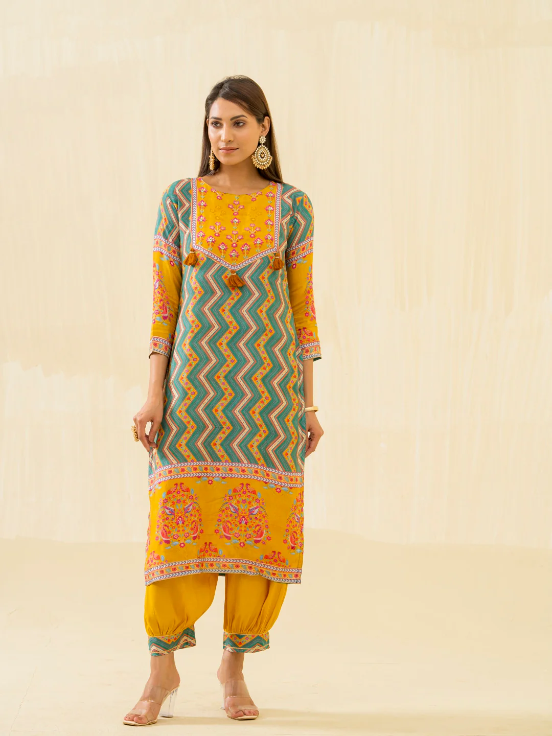 RUPAL canary MUSLIN DIGITAL Print KURTA PANT SET - Image 6