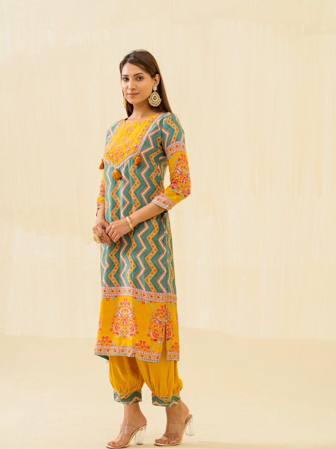 RUPAL canary MUSLIN DIGITAL Print KURTA PANT SET - Image 7