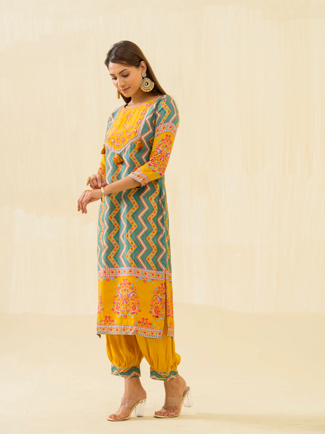 RUPAL canary MUSLIN DIGITAL Print KURTA PANT SET - Image 8