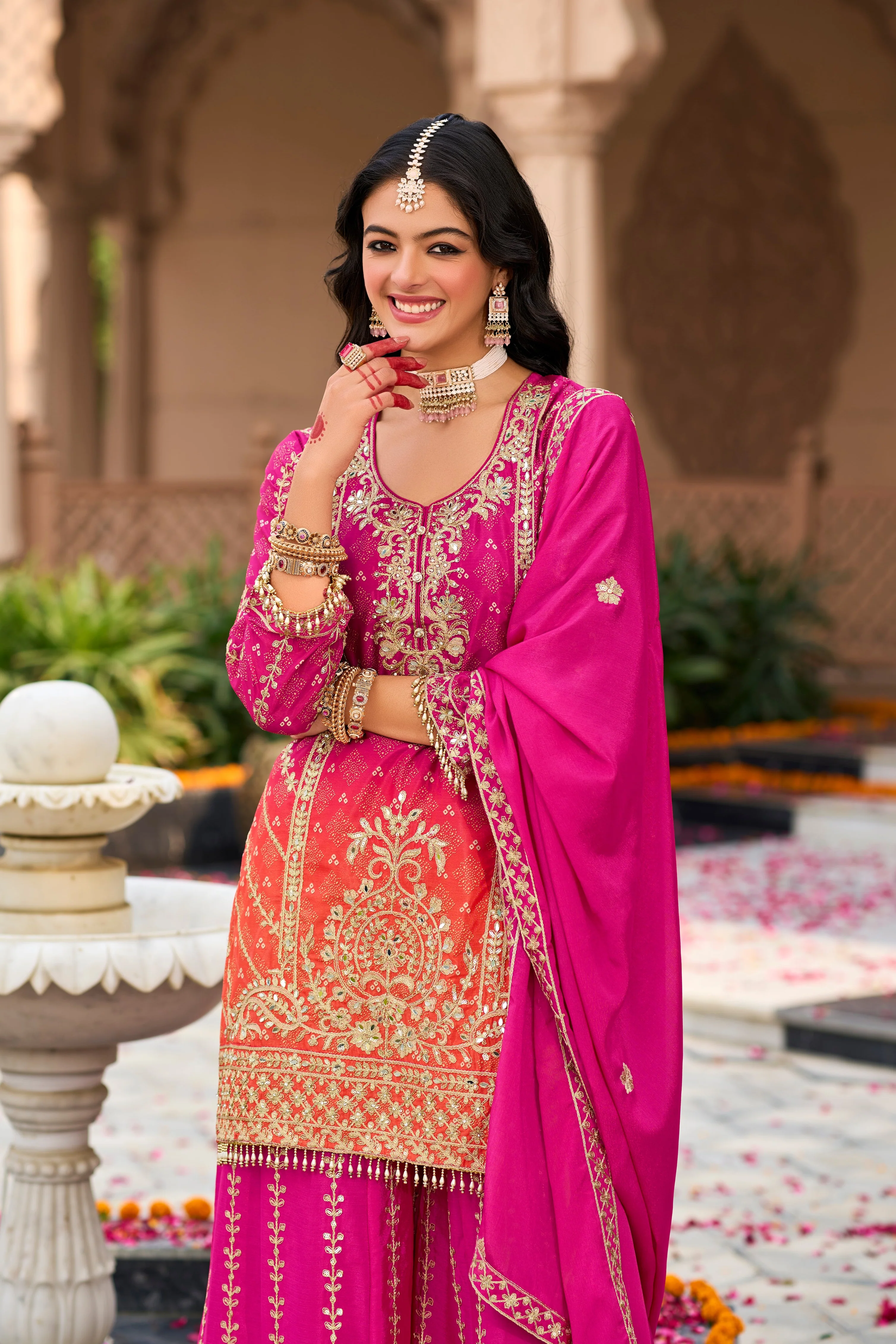 Chaitali Rose Full Heavy Work Suit Set - Image 2
