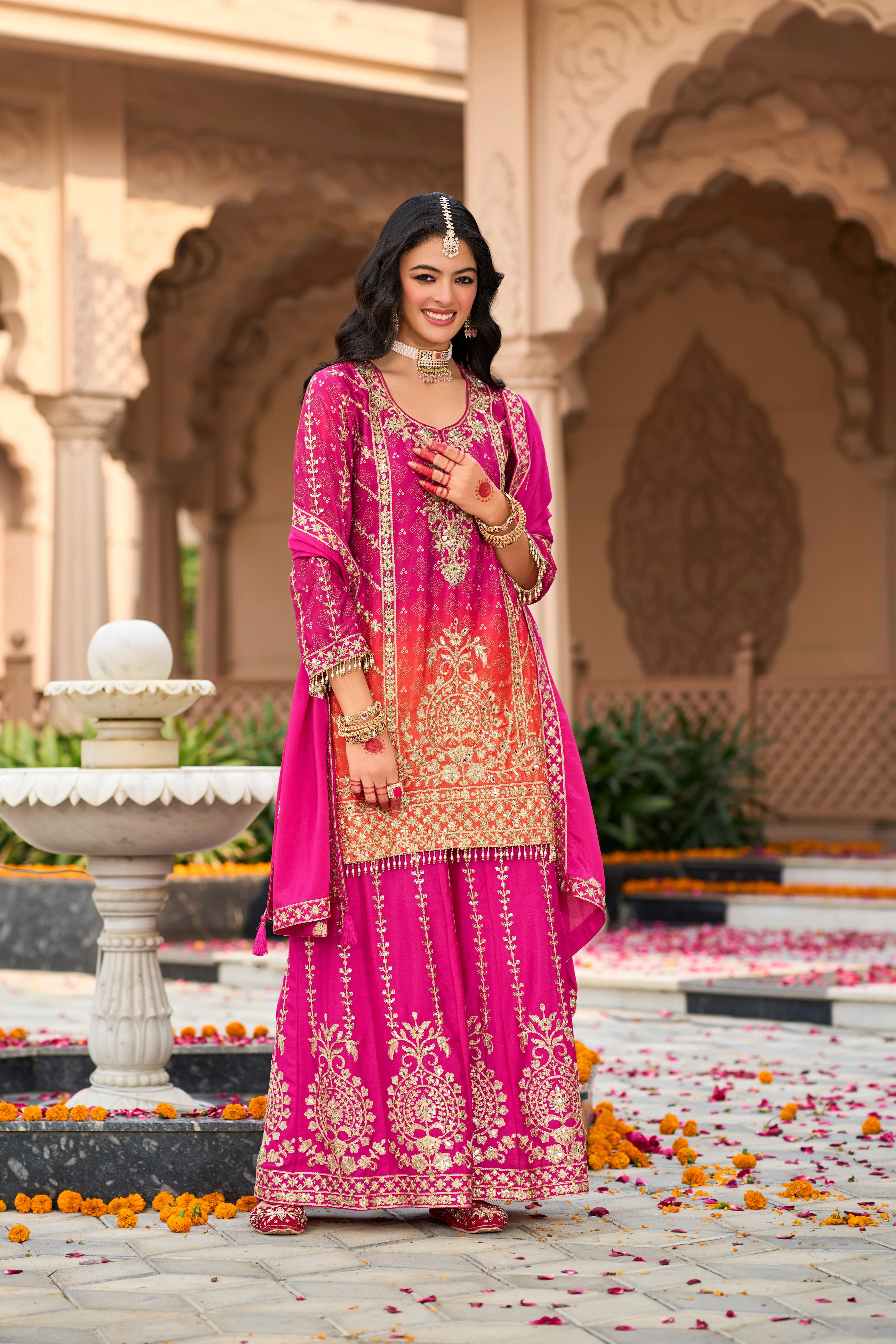 Chaitali Rose Full Heavy Work Suit Set - Image 3